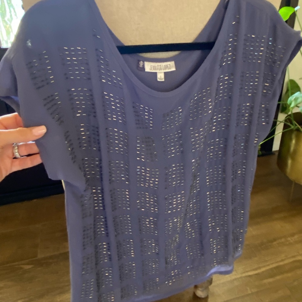 This beautiful dusty blue, sparkle blouse by JLo! Never worn!